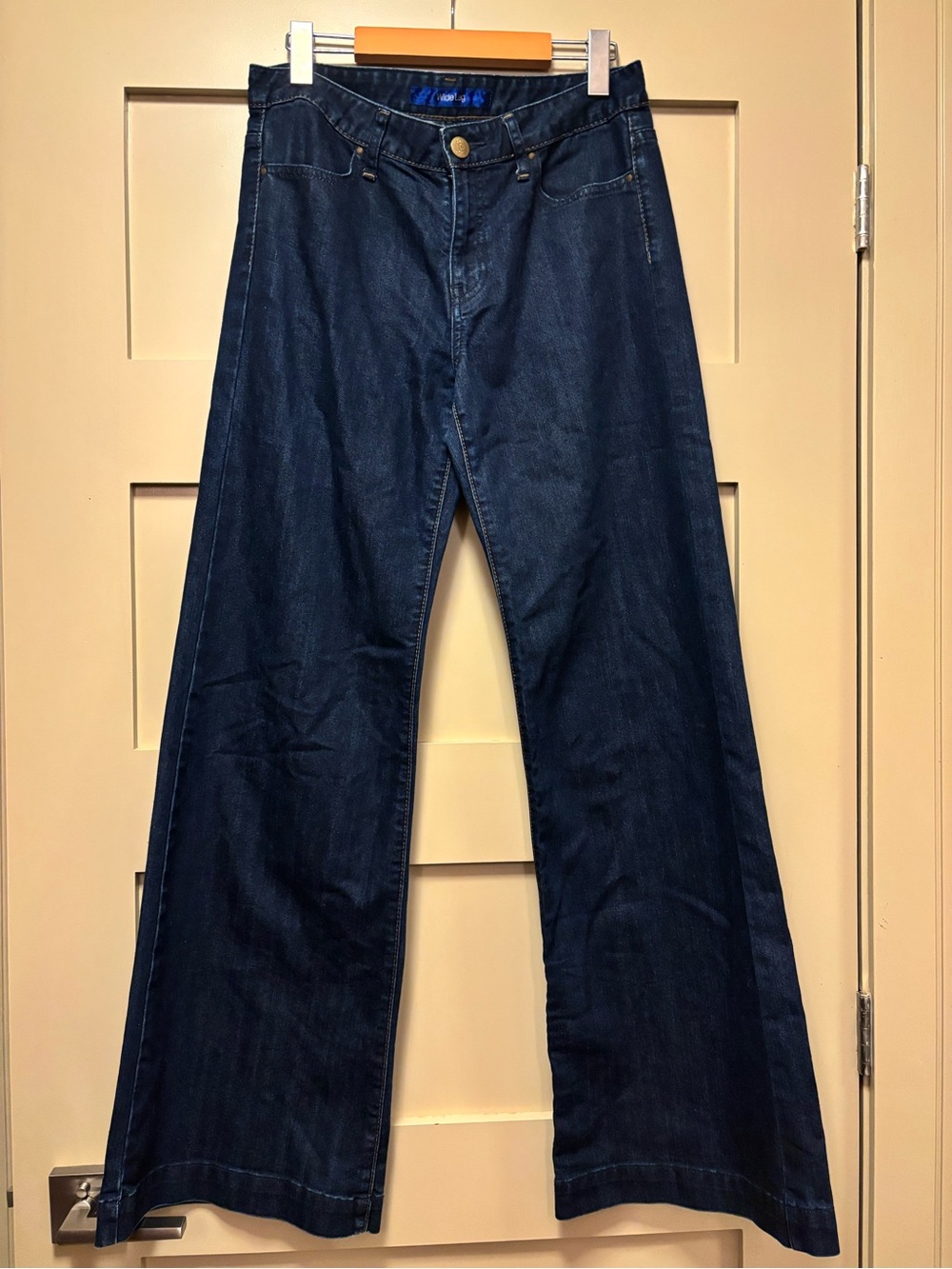 UNIQLO Wide Leg Jean Mid Rise Flare Cotton Dark Wash Denim 28W x 33L